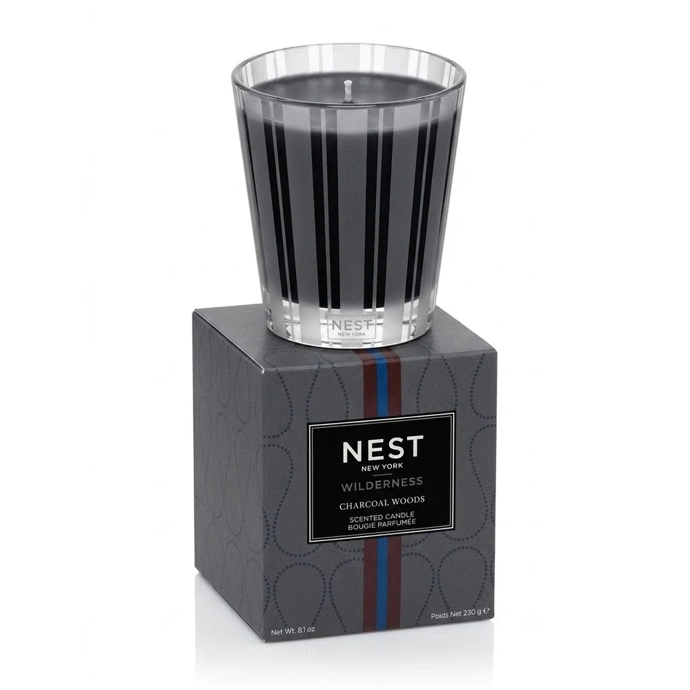 NEST New York Wilderness Charcoal Woods Scented‎ Candle 8.1 oz Striped Glass Box